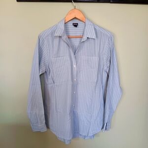 Patagonia Lightweight AC Button Down Shirt Berlin Blue sz S Organic cotton hemp